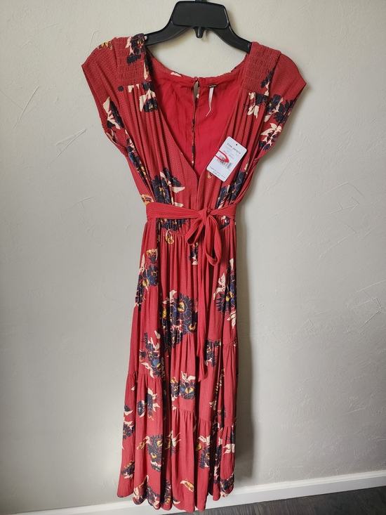 Free People Dresses & Skirts - Free People Red Floral Tie-Waist Maxi Dress Size 0 NWT